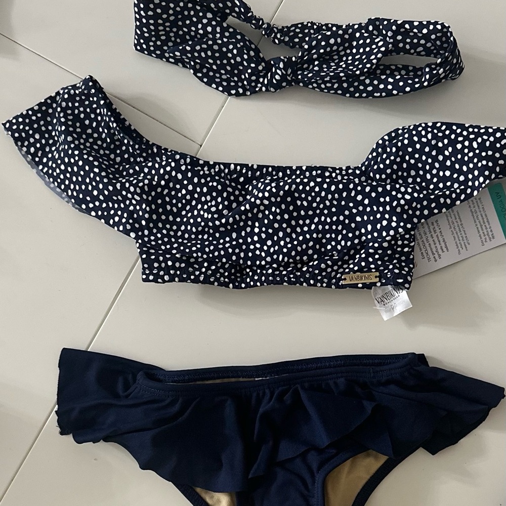 Navy Polka Dot Kids Swim Set